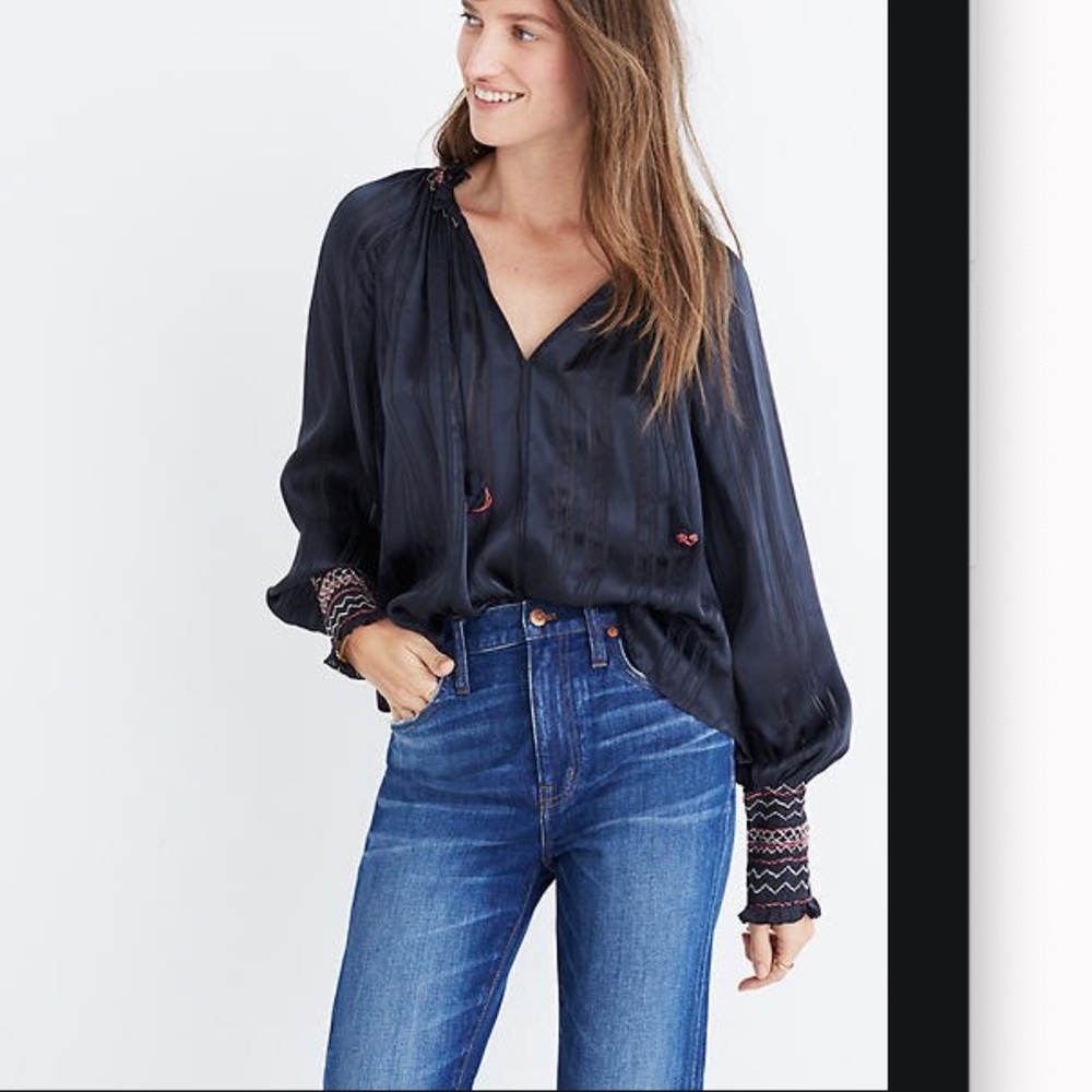Ulla Johnson Silk Smocked Blouse
